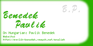 benedek pavlik business card